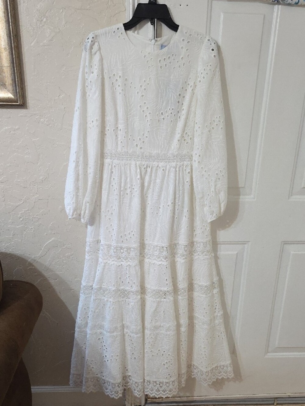 ANTONIO MELANI White Eyelet Tiered Maxi Dress Skirt - Picture 2 of 10